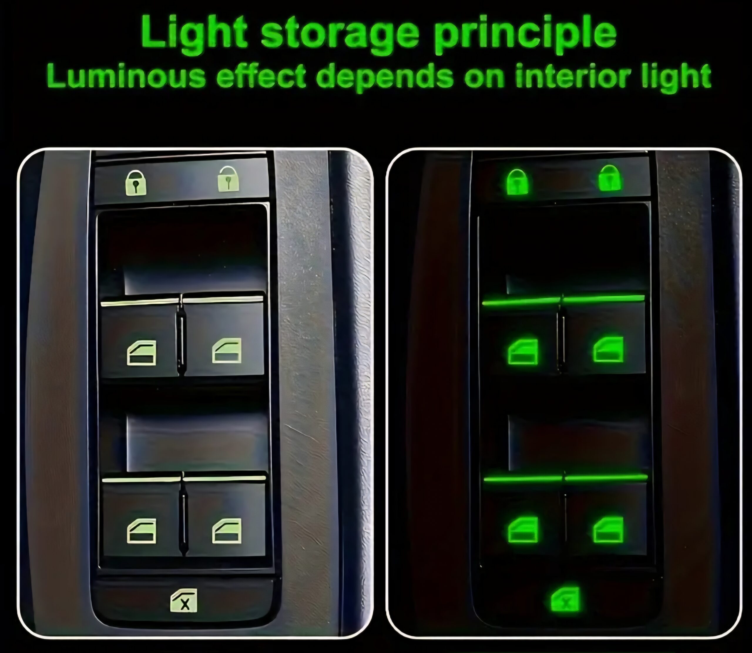 شبرنگ فسفری کلیدهای داخل درب خودرو (18 عدد) - Image 2